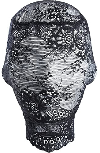Lipfer Dam svart spets maskerad festmask - unisex vuxen spets heltäckande ansikte huva huvudskydd - festival cosplay ögonmask