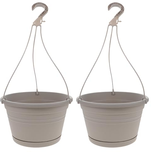 Yardwe Large Hanging Planter Hanging Planter 2pcs Plastic Hanging Plant Pot Wall Flower Pots with Hook Hanging Basket Plant Holder for Garden Balcony Porch Grey Outdoor