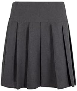 RASH ACCESSORIES School Girls Ladies Women All Round Pleated Zip Drop Waist Skirt Available Women UK Size 10 to 20 (Size-12, Grey)