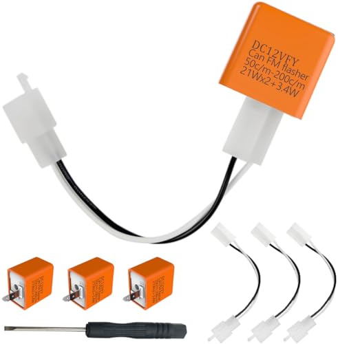 DAOAKI LED Flasher Relay, 12V DC 2 Pin Adjustable Indicator Relay, Universal Electronic Flasher Unit for Car Vehicle Motorcycle Turn Signal - 4PACK