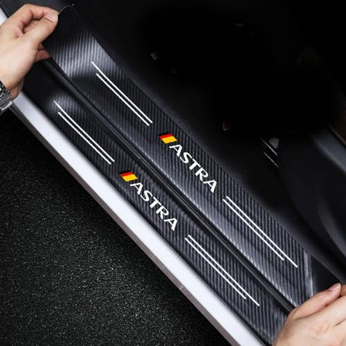 RIDGOEL 4 Piezas Protectores de Umbral de Puerta de Coche de Fibra de Carbono para Opel Astra Astra J Performance, Decoración para Estribos Pegatinas Protección de Umbral de Puerta H