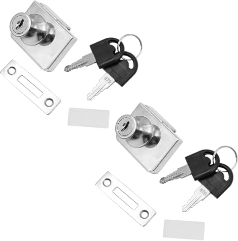 Set of 2 ZONADAH 409 Double-Open Glass Door Lock Cabinet Display Cabinet Safety Lock Zinc Alloy Showcase Cabinet Door Cylinder Sliding Push Door Locks with Key