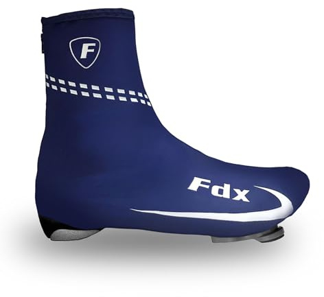 FDX Cycling OverShoes - Windproof and Water Resistant Shoecovers for Men and Women, Warm and Thermal Bike Gaiters, MTB Accessories Navy-L