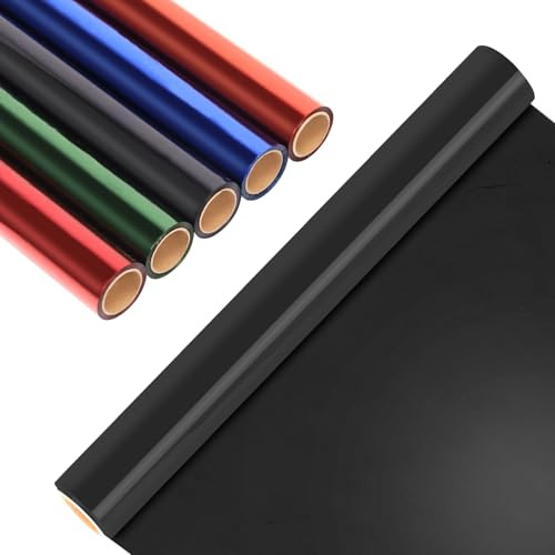 Glarks 1 Rotolo 98.42FT X 15.74'' Cellophane Wrap Transparent Black Cellophane Wrap Roll