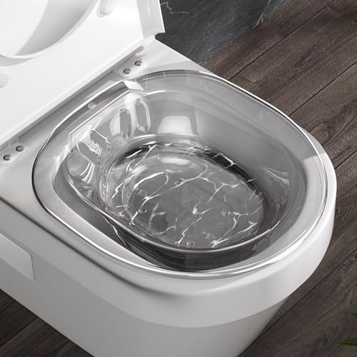 Pastoralist Sitz Bath For Toilet, Bath For Toilet Hemorrhoids Postpartum Care, Perineal Soaking Bath Over The Toilet Seat, Collapsible Sitz Basin With Flusher (Transparent Grey)