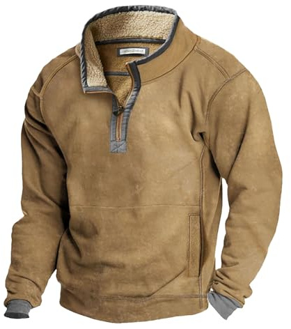 RUMAOZIA Pull en polaire pour homme - Fermeture éclair 1/4 - Sweat fonctionnel à manches longues - Chaud et respirant - T-shirt de sport - Ski - Vélo - Pull confortable - Pour l'extérieur - Doux -