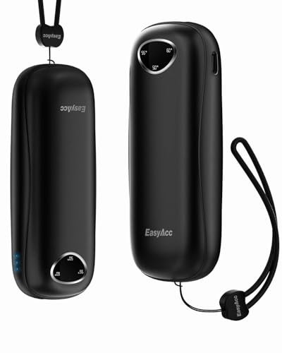 Handwärmer Elektrisch 10000mAh,EasyAcc 2er-Pack Handwärmers,3 Heating Modes Rechargeable Pocket Handwärmers,Double-Sided Heated with LED Digital Screen für Camping,Jagd,Golf,Raynauds