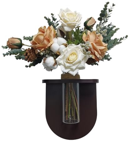 Wall Mounted Flower Vase - Wood Floating Shelf Holder, Natural Hanging Wall Planter, Decorative Pocket Planters, Minimalist Indoor Home Decoration