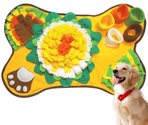 BAIFULAI Alfombra Olfativa para Perros: 1 Pieza Juguete Interactivo, Mat Alfombras para Perros, Adecuado para Interior y Exterior (64x43cm, Amarillo)