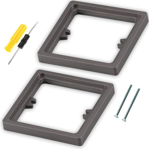 Acmerota 1 Gang Square Spacer 0.39IN/10MM Single Socket Spacer 1 Gang Surface Box Square Spacer Frame Grey Box Plate Single Socket Light Switch Surround Single Plug Socket with Screw, Pack of 2