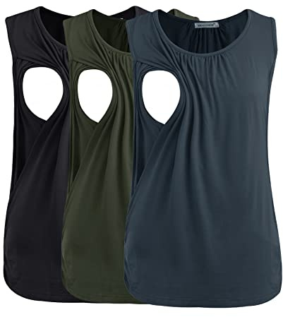 Smallshow 3 Pack Tops Lactancia Mujer Camiseta Sin Mangas
