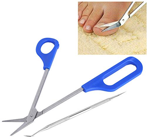 Fyearfly Tijeras de uñas de mango largo, juego de herramientas de pedicura, tijeras de uñas extendidas, cortaúñas de acero inoxidable, para eliminación de uñas y pies muerta