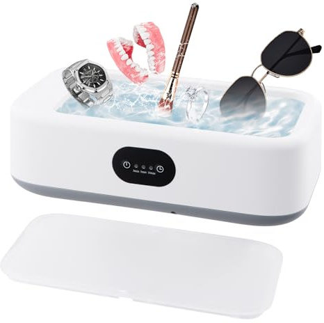 Nettoyeur Ultrasons Lunettes Bijoux, 49000HZ, 640ml Bac a Ultrason avec 3 Modes de Minuterie, Nettoyage 360°, 40W Nettoyant Lunettes de Vue, Ultrasonic Cleaner pour Bague Montres Collier Dentiers