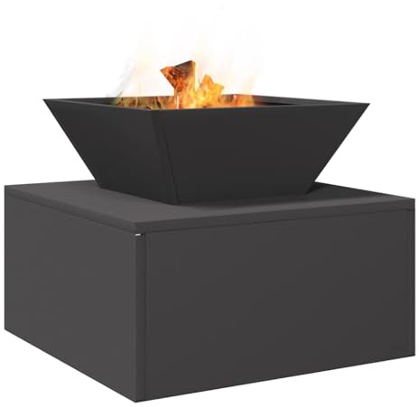 vidaXL Focolare Nero 50 x 50 x 40 cm Acciaio, Riscaldamento al Fresco, Moderno focolare per Esterni, Design ventilato, Acciaio per Il Tuo Spazio conviviale