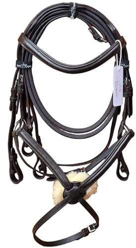 Premium Brown Mexican Grackle Horse Bridle Soft Padded Leather with Noseband and Rubber Reins (Cob)