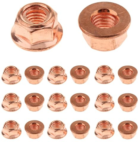 20 Stück Auspuffmutter M8 Sechskant Selbstsichernd Stehbolzen Kupferschraube Krümmer Muttern Kupfer Auspuff Stehbolzen Auspuffkrümmer Mutter Kopfbolzen Auto Auspuff Krümmermuttern für BMW E30