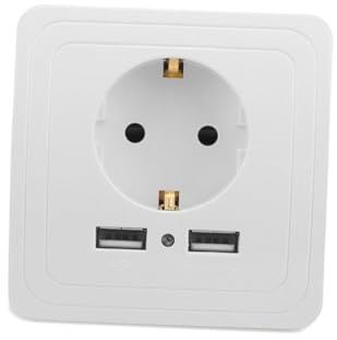 DOITOOL Adattatore da Muro con Protezione Sovratensioni Porte USB per Ricarica Doppia Elettrica Eu in Materiale Ignifugo Facile Installazione e Ufficio