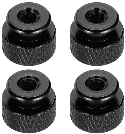 QUARKZMAN 4 Pezzi Dado A Farfalla Zigrinato, M4 12 Mm Diametro Esterno 10 Mm Altezza Lega Di Alluminio 6061 Anodizzato Dado A Mano, Vite Per Telaio Metallico Per Macchinari, Nero Lucido