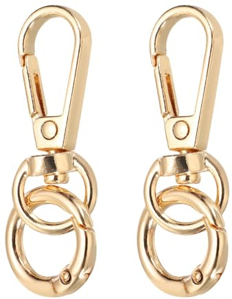 QUARKZMAN 2 Piezas De Mosquetón Giratorio 2 Con Anillo De Resorte O Mosquetón De Metal De Doble Apertura Para Manualidades Bolsos Joyerías Cordones Dorado Claro