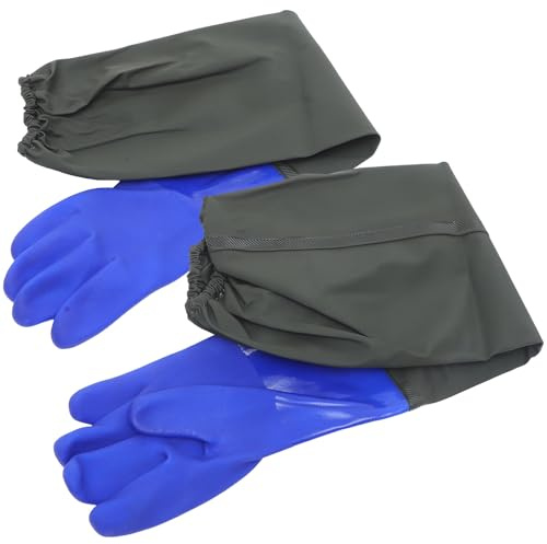 TOMETURE Guantes Largos y Reutilizables de PVC y Tela Impermeables para Pesca Fáciles de Limpiar y Lavado en Piscinas y Lavado de Autos