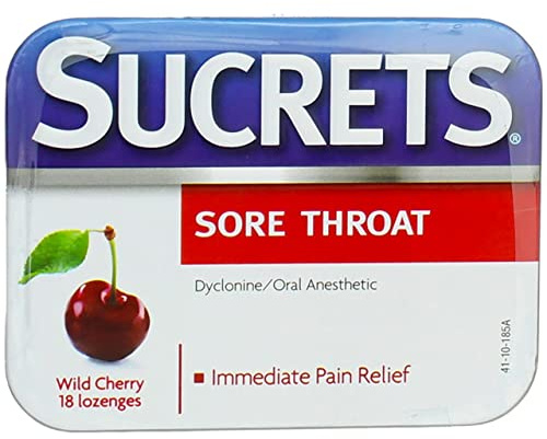Sucrets Sore Throat Lozenges, Wild Cherry Flavor, 18 Count (5 Pack)