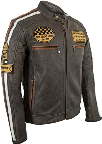 MDM herr retro motorcykel läderjacka (2XL)