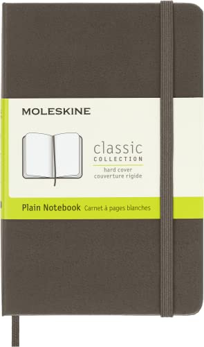 Moleskine Classic Plain Paper Notebook, Hard Cover and Elastic Closure Journal, Color Earth Brown, Size Pocket 9 x 14 cm, 192 Pages
