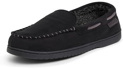Dearfoams Men's Keaton, Black, LW