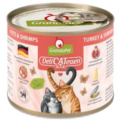 GranataPet Delicatessen Nourriture Humide pour Chats à la Dinde et aux Crevettes - Sans Céréales et Sans Sucre - 6 x 200 g