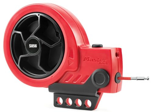 Master Lock Dispositif de Consignation avec Câble Rétractable [Câble Acier avec Revêtement en Plastique Rouge] - Sécurité, Condamnation - S856