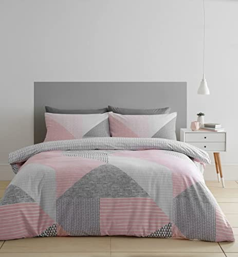 Catherine Lansfield Larsson Geo - Set copripiumino per letto matrimoniale, colore: rosa
