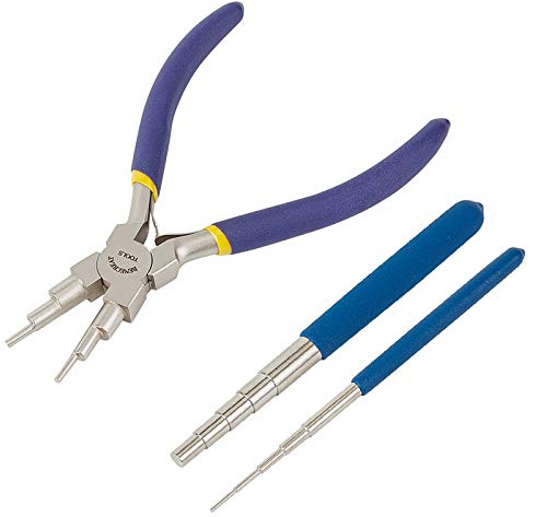BENECREAT Wire Looping Tool Set mit 2 teiligem Wire Looping Dorn und 1 teiliger 6 in 1 Bail Making Zange für Schmuckdrahtwickel und Biegering