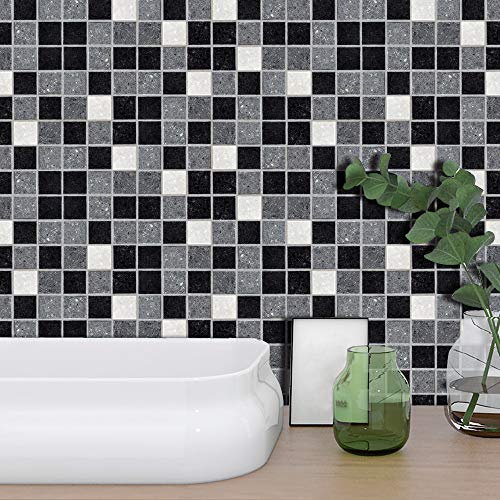 Buer Homie Vinilos Para Cubrir Azulejos De BañO, Pegatina Azulejos Cocina, Baldosas Adhesivas Cocina, Vinilo Decorativo Para BañOs (Blanco-Negro 19pcs 10 * 10cm)