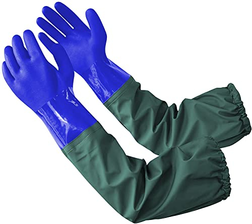 Long Pond Gloves,26.78 Arm Length Rubber Gloves,PVC Reusable Heavy Duty Long Waterproof Drain Cleaning Gloves for Aquarium Fishery Machinery ​Industry