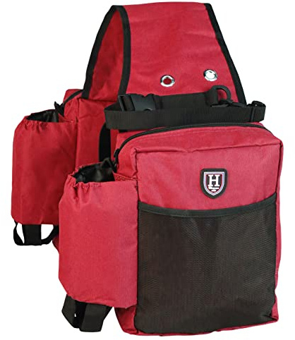 Harrison Howard Equestrian Western-Satteltasche, Nylon, für Wasserflasche/Ausrüstung, praktische Satteltasche, Rot