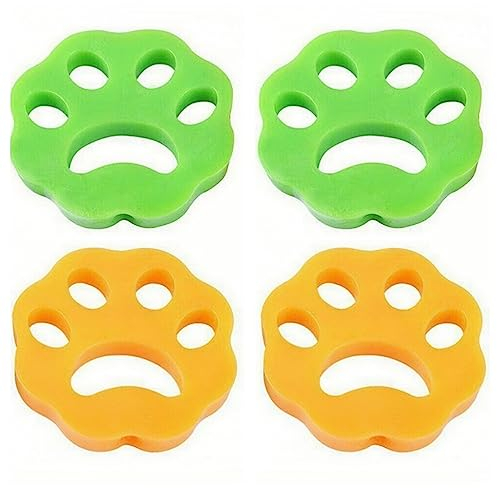 4PCS Atrapapelos Mascota,Atrapa Pelos Lavadora,Recoge Pelos Mascotas,Bola de Lavado Reutilizable para Eliminar el Pelo de Las Mascotas en la Lavadora（2 en verde, 2 en naranja）