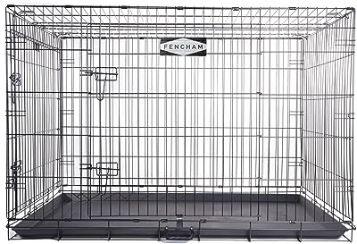Fencham - XXL Dog Crate - 48 - Durable & Secure Metal Cage- with Moveable Carry Handle - 2 Lockable Doors - Folds Flat - Removable Tray - Quick & Easy to Assemble - Ideal for Small Dog Breeds
