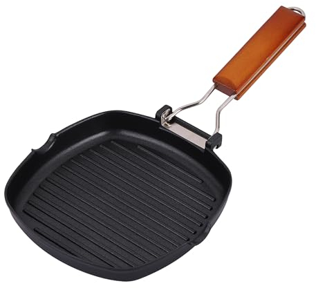 Innovacook Folding Handle Grill Pan 20cm, Long Lasting Pan, Innovative Cookware, Double Layer Coating Pan, Suitable for All Cooking hobs, Black