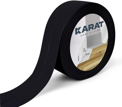 KARAT Weichsockelleiste 19 x 19 mm, Schwarz 10 m - selbstklebende Rückseite - Sockelleiste aus PVC für Küche und Bad, Knickleiste Klebeleisten individuell zuschneidbar, Fugendichtungsband (Riga)