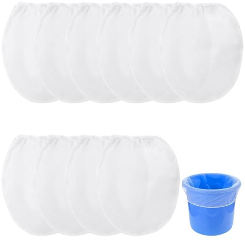 10 Unidades de Tamiz, 1 Galón de Filtro de Pintura, Bolsas de Malla Fina Blanca Reutilizables, Nailon para Filtro de Color