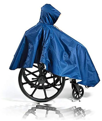 Fonakei Waterproof Wheelchair Poncho, Windproof Rain Poncho for Wheelchair Mobility Scooter Wind Proof Cape (Navy blue)