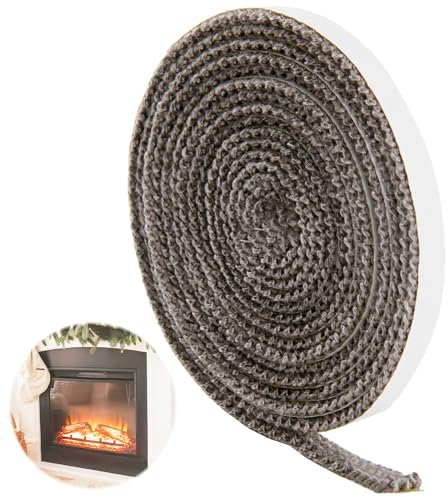 Stove Door Seal Tape Flat Stove Rope 10mm x 3m for Wood Burning Log Burner Self Adhesive Sealant Strip Glass Heat Resistant Tape Gasket Fiberglass Cooktop Rope Seal for Chimney Fireplace Ove