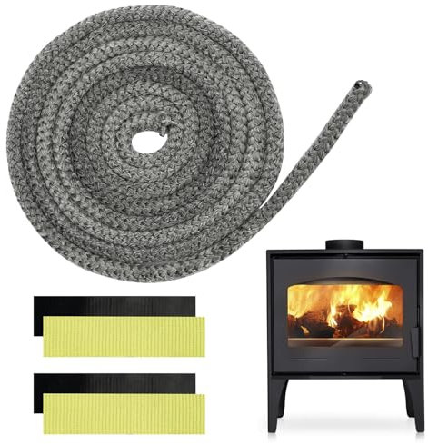Guarnizione per Porta Stufa 6 mm x 3 meter, Guarnizione Camino Guarnizione Stufa a Legna Fibra di Vetro Corda Ignifuga per Stufa Camini Forno, Caldaia Resistente Fino a 450-550℃