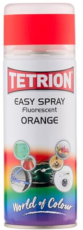 Tetrion Fluorescent Orange Spray Paint for Wood, Metal, Ceramic & Plastic - Indoor & Outdoor Durable, Bright Neon Colours 400 ml