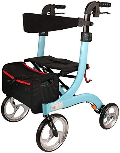 WDWDW Ausili per la Mobilità, deambulatore per Anziani, Telaio Leggero per Camminare, Pieghevole, con Sedile e Borsa, 4 Ruote per Anziani