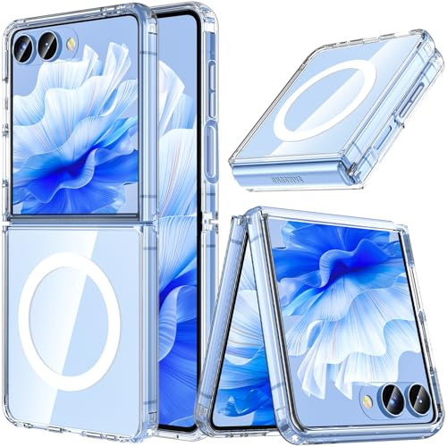 OWKEY Funda Magnética Compatible con Magsafe, Protección Militar a Prueba de Golpes, Funda Transparente para Samsung Galaxy Z Flip 7