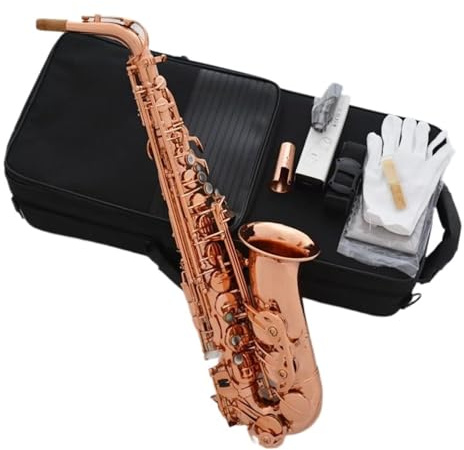 Professionell Saxofon Professionell Kvalitet Räfflad Ljudhåls Altsaxofon Roséguldpläterad Med Fodral