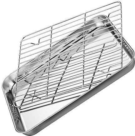 LIGIGWASH Vassoio Quadrato in Acciaio Inossidabile Uso per Barbecue e Scolatura Resistente Facilita la Preparazione Alimentare