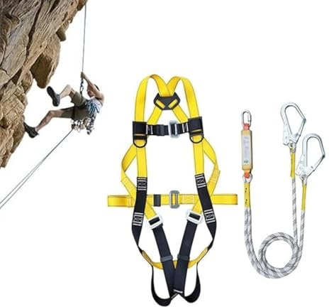 Generico Imbracatura anticaduta, Imbracatura Di Sicurezza Per Tetto Con Corda Linea Vita | Set Protezione Anticaduta Con Corda Da 300 Cm E Fibbie In Acciaio Per Lavori Edili