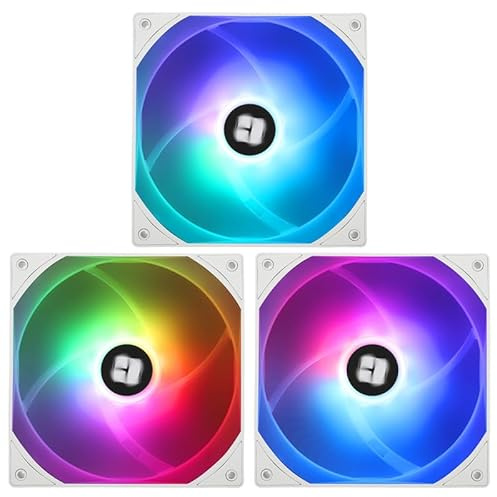 TR-Termisk TL-C14CW-S X3 140 mm CPU PWM-fläkt, 1500 RPM tyst kylning, vit CPU-fläkt 3-pack, stor luftvolym 75,8 CFM, ARGB LED, kan parkopplas med chassi/CPU-kylare